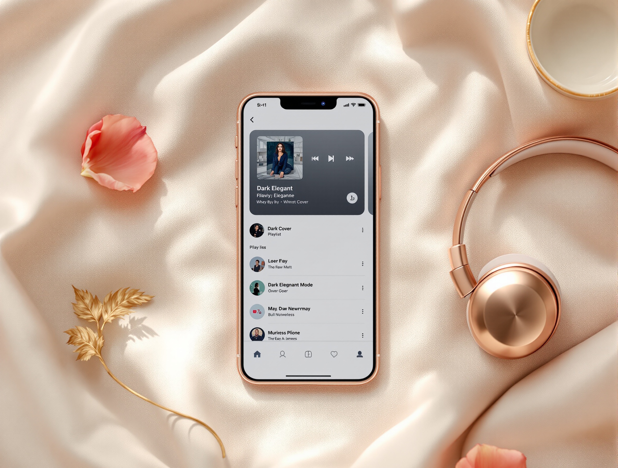 The Wisdom of Dance playlist on iPhone with headphones